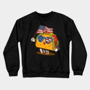 Taco Sunglasses American Flag USA Funny 4th Of July Crewneck Sweatshirt